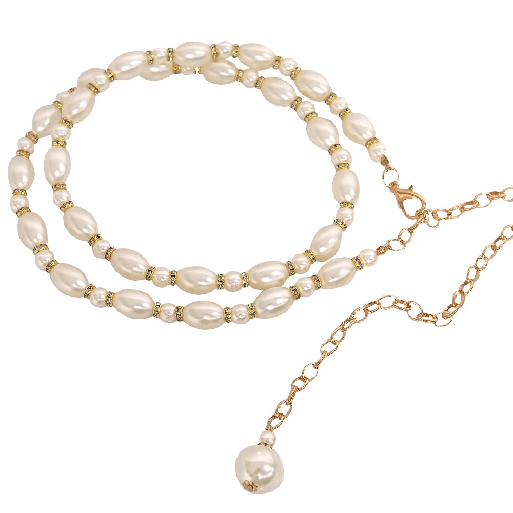 パール チェーンベルト 細い ベルト レディース オーバル ライン