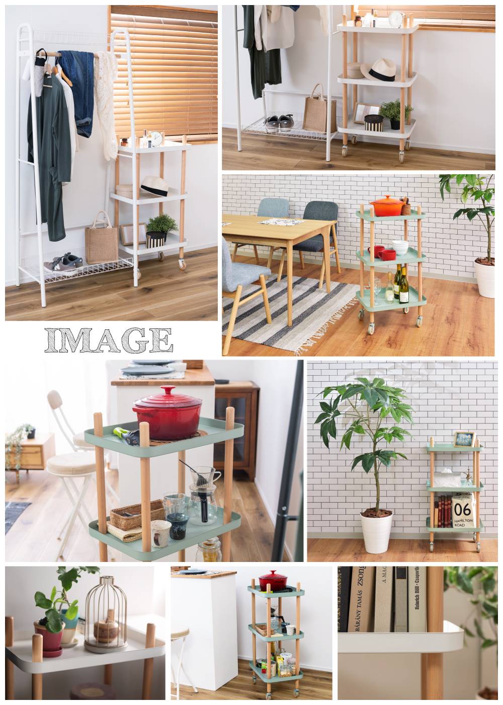 東谷 ワゴン キッチン マルチワゴン サイドテーブル 3段 天然木 木製