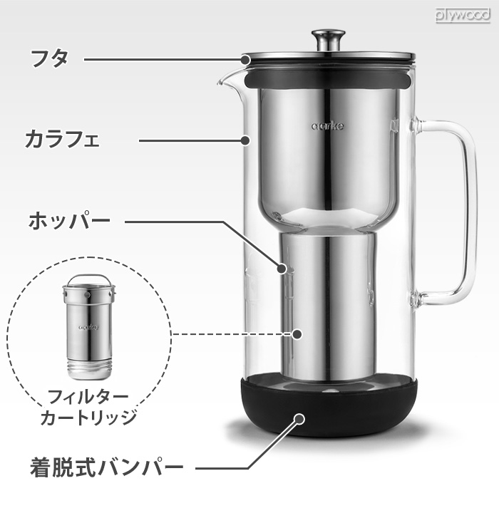 正規品 浄水器 ポット型 ステンレス製 アールケ ピュリフィエ aarke