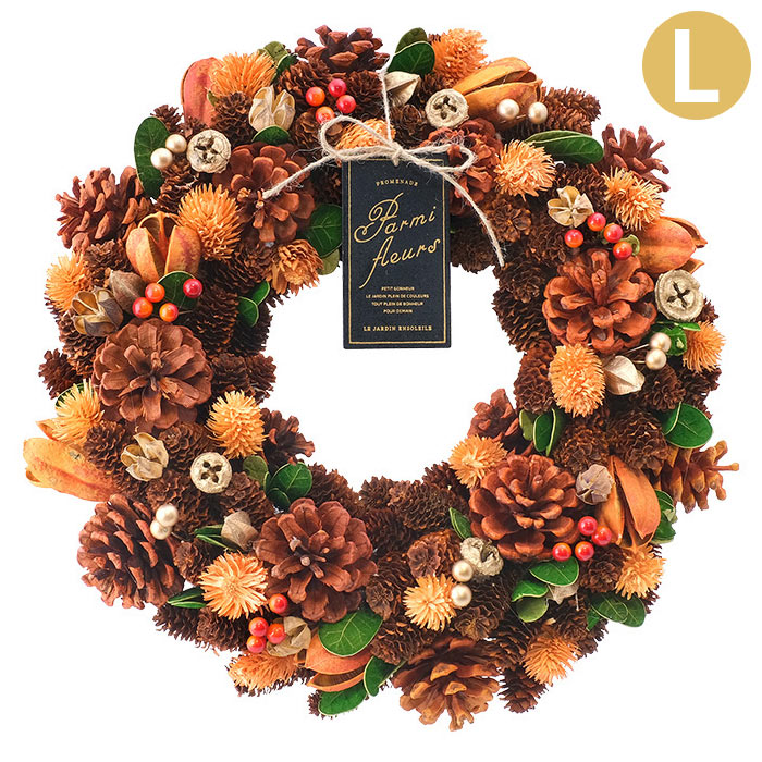 リース フラワーリース 秋 ハロウィン HWナチュラルリース L オレンジ