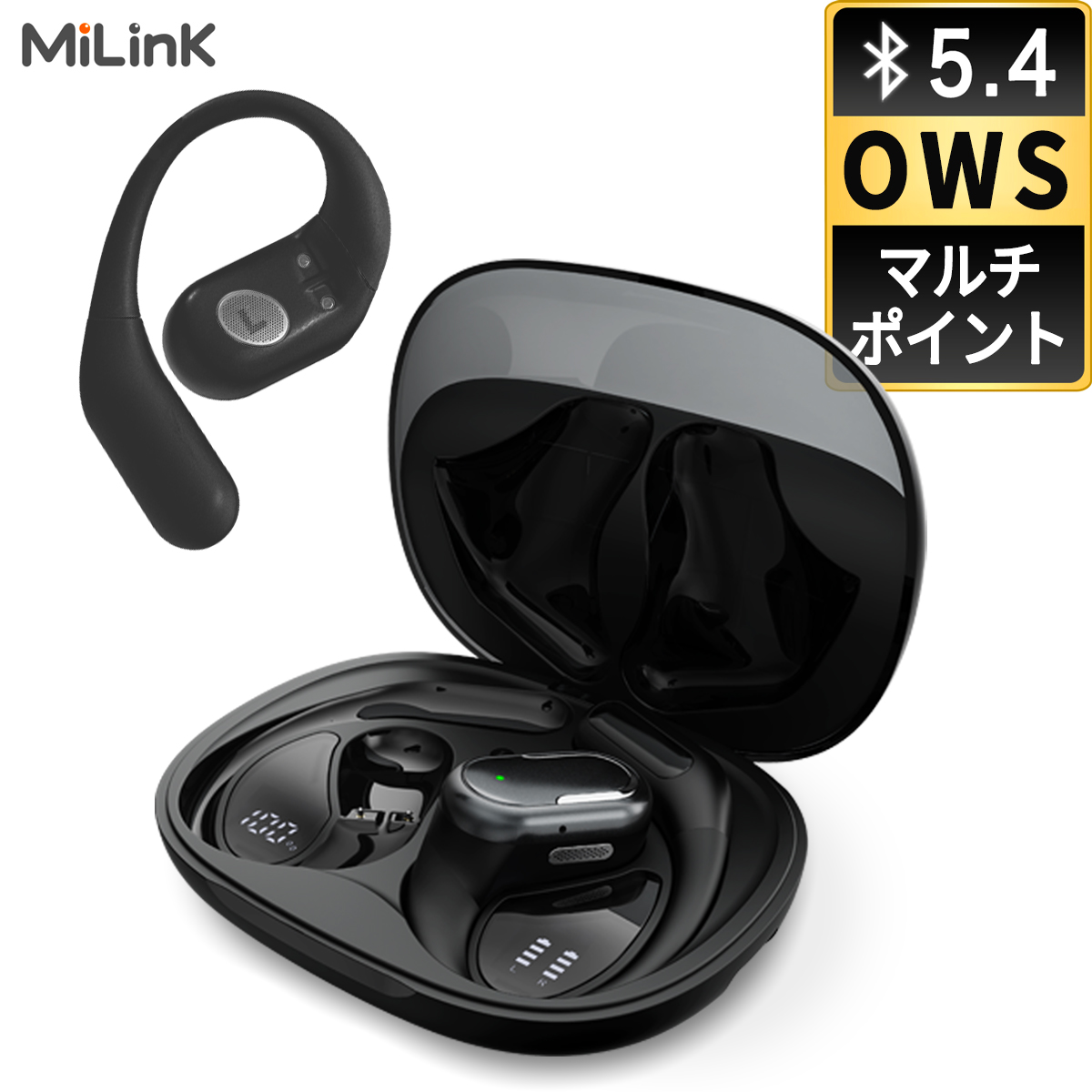 MiLink OWS ワイヤレスイヤホン T5 耳掛け式イヤホン イヤーフック
