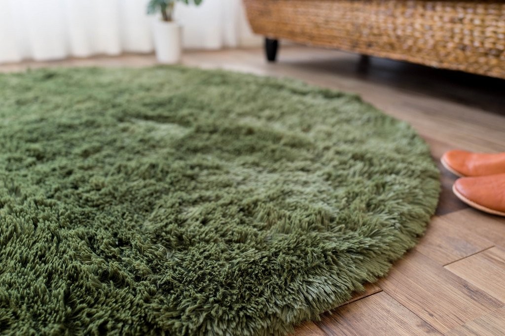 サヤンサヤン ラグ 円形 洗える ラグマット 95 丸 癒しカラー 毛足35