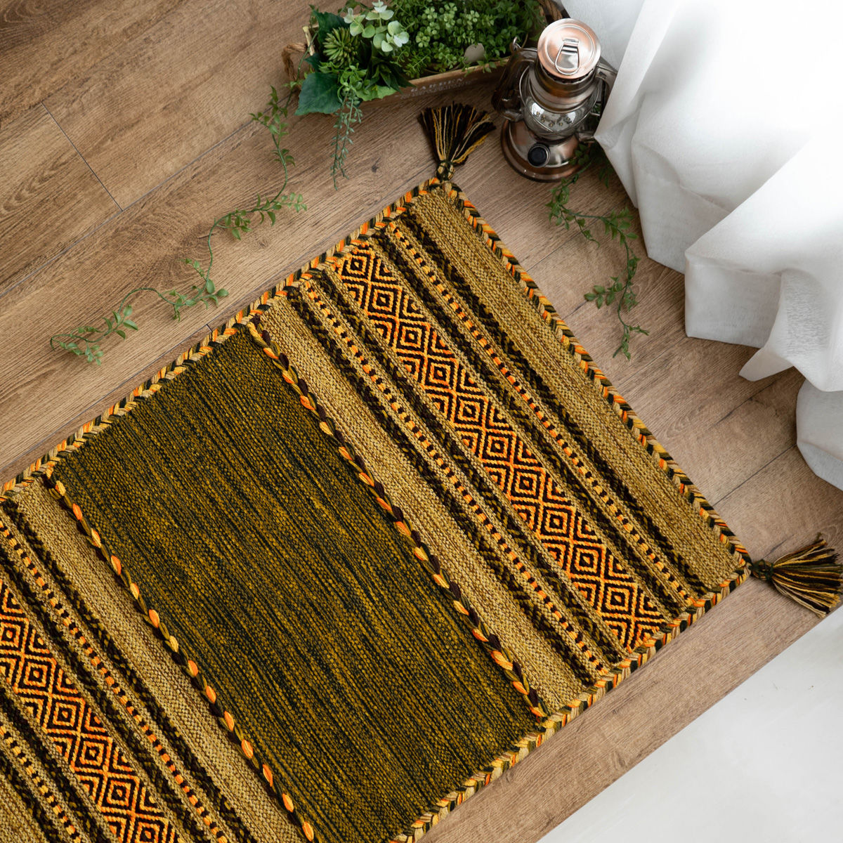 サヤンサヤン 玄関マット キリム 室内 屋内 90×130 ラグ ラグマット