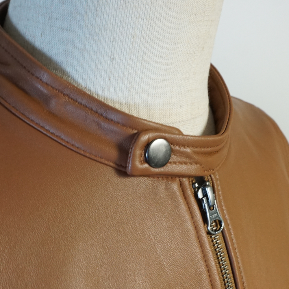 レザージャケット キャメル ライトブラウン 羊革 革ジャン ラムレザー