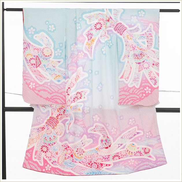 7歳 女の子 七五三 正絹 着物レンタル j7366 フルセット 上質 753 子供