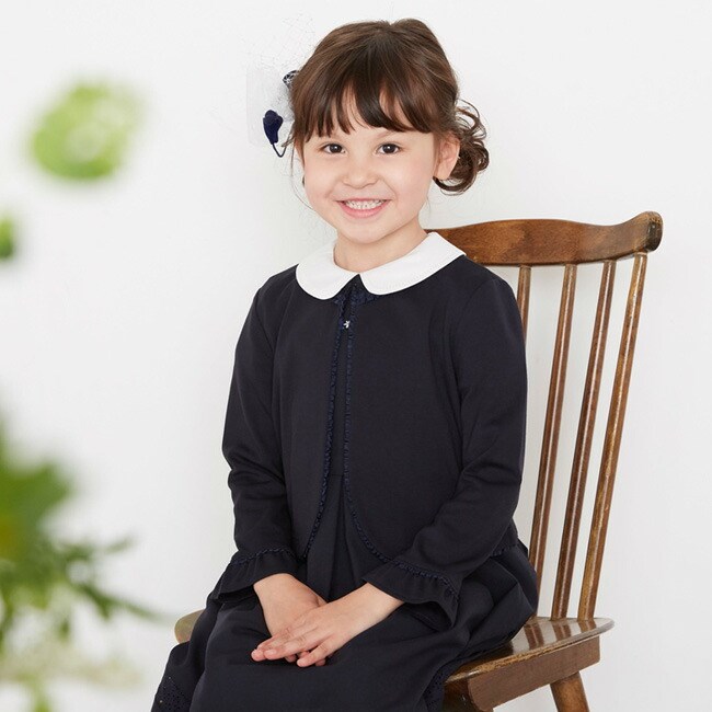 入学式 ファミリア 卒園式 レンタル 子供服 半袖 紺ワンピース 七五三