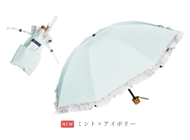 ロサブラン 日傘 完全遮光 フリル 折りたたみ uv 3段 軽量 シングル