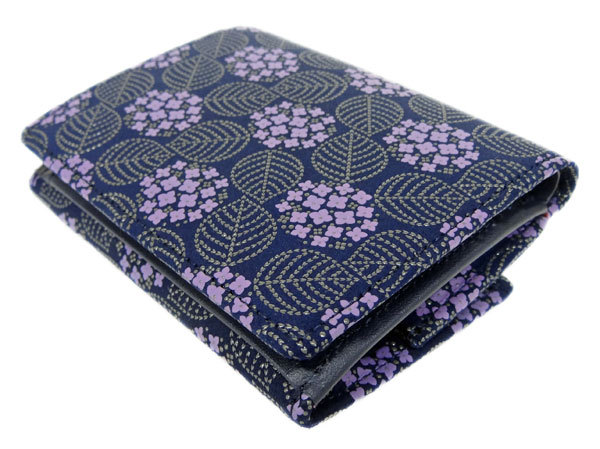 印傳屋（INDEN-YA） 印伝 財布 二つ折り札入 8004 みその 紺地鹿革