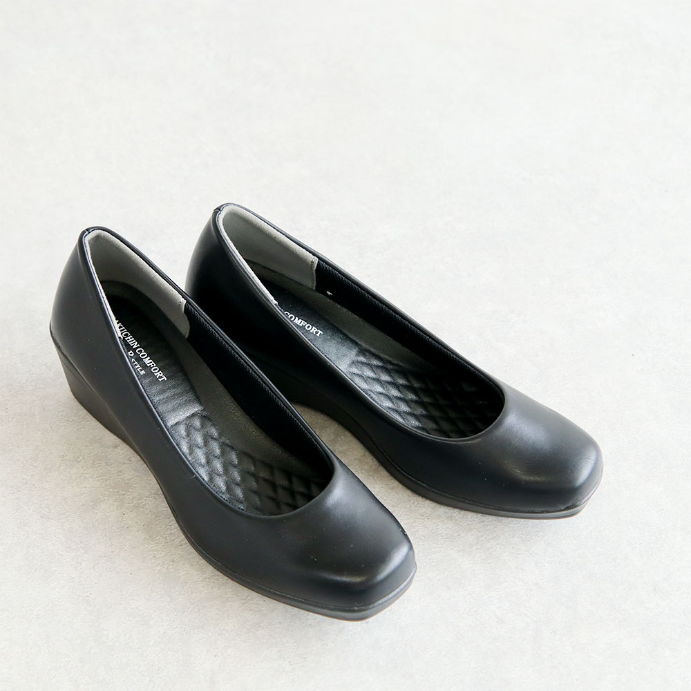 Rakuchin（らくちん） パンプス 歩きやすい ローヒール ウェッジソール