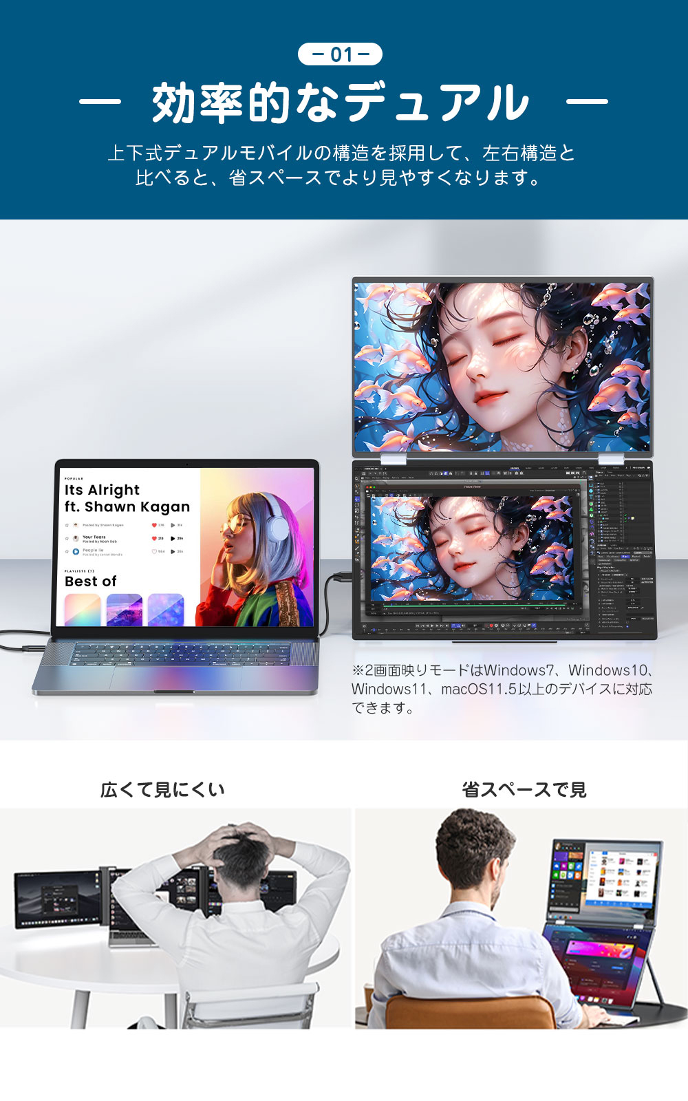 SALE／EVICIV モバイルモニター デュアルモニター ゲーミングモニター