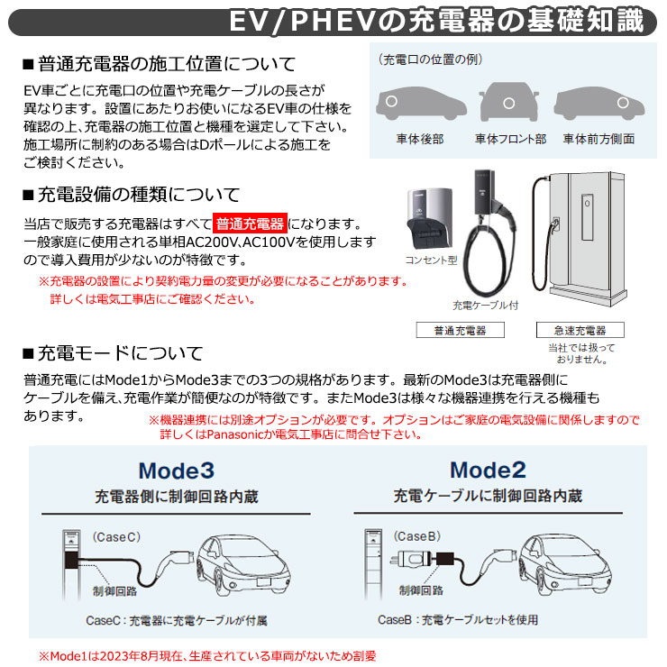 パナソニック EV充電器+Dポールワイドタイプ埋込式セット 6kW EV充電用