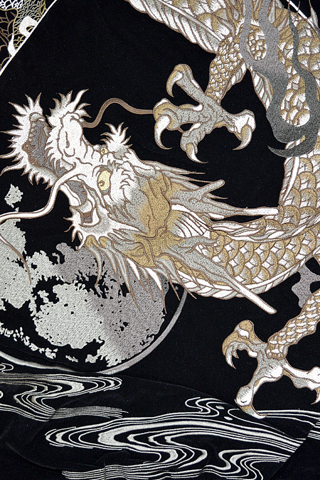 伏龍別珍スカジャン 絡繰魂 233071 和柄 和風 刺繍 竜 ベロア