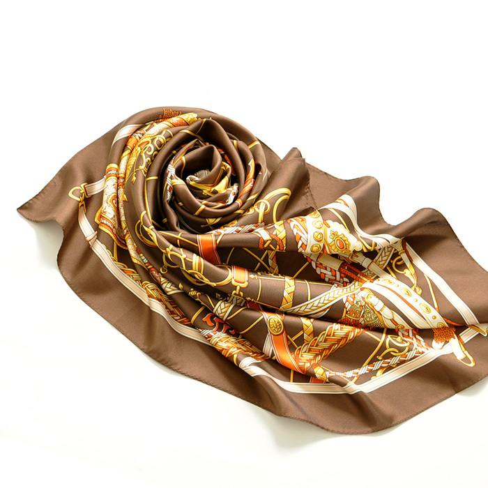 シルク スカーフ 日本製 大判 正方形 90 おしゃれ エルメス 馬具 柄