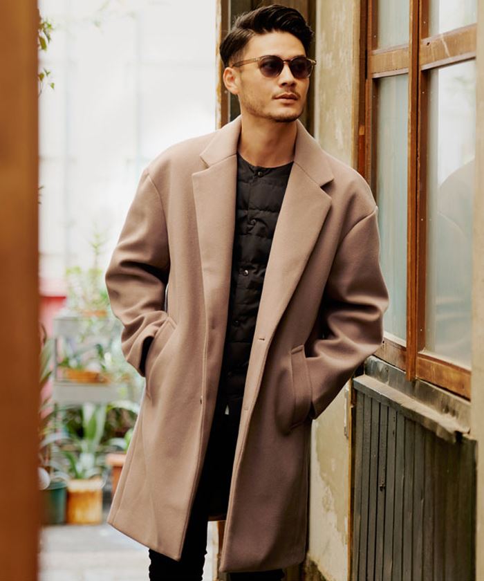 CavariA（キャバリア） チェスターコート メンズ 立ち襟 40代 50代