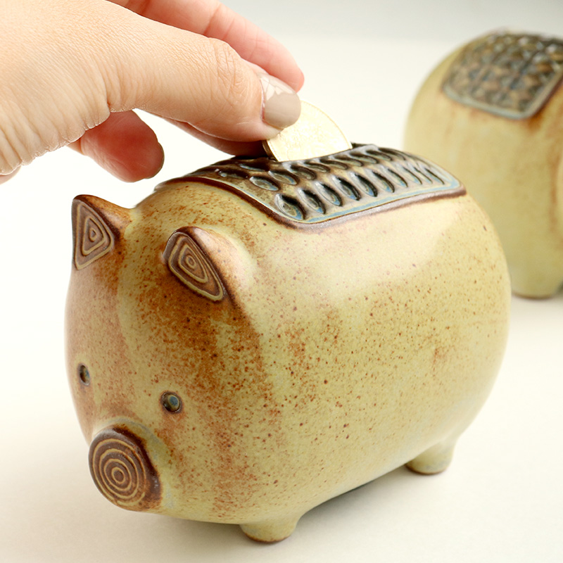 貯金箱 ブタ ゾウ セラミックバンク マネーバンク オブジェ 置物