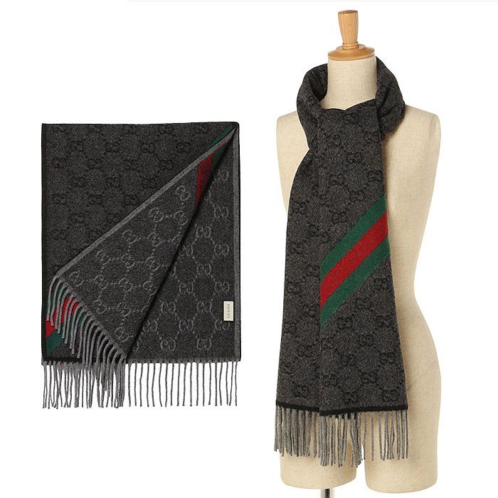 GUCCI（グッチ） マフラー 570603 3G200 1466 LEAD/DARK GREEN GUCCI