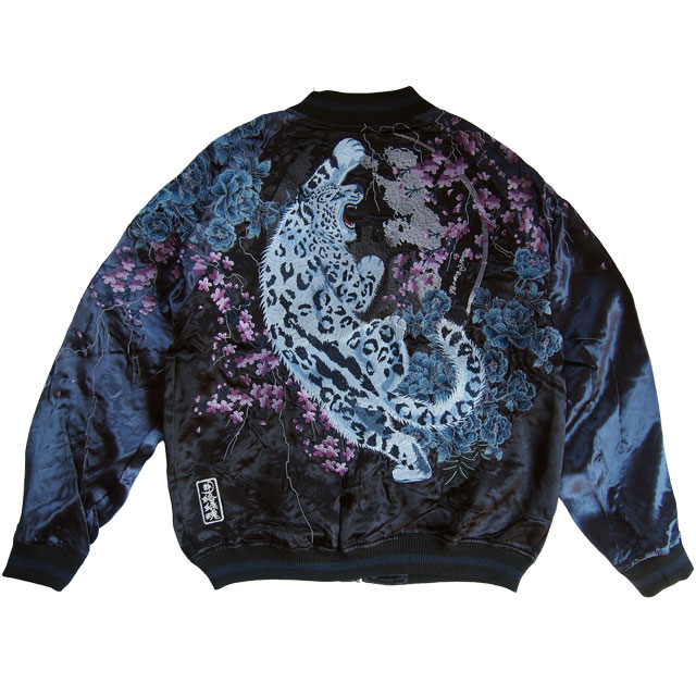 絡繰魂 粋 ユキヒョウ桜牡丹 スカジャン リバーシブル 243022 身頃