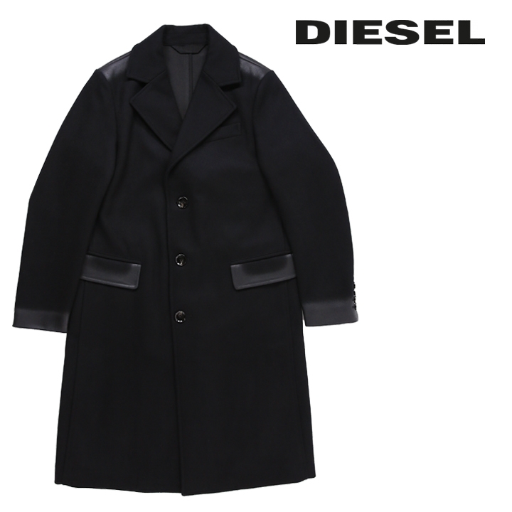 DIESEL（ディーゼル） ロングコート メンズ ウール混 部分コーティング