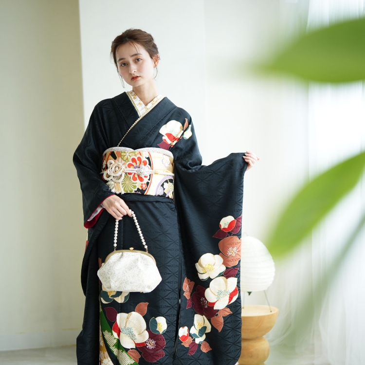 レンタル 振袖 成人式 21点セット 古典柄 レトロ アンティーク系 結婚