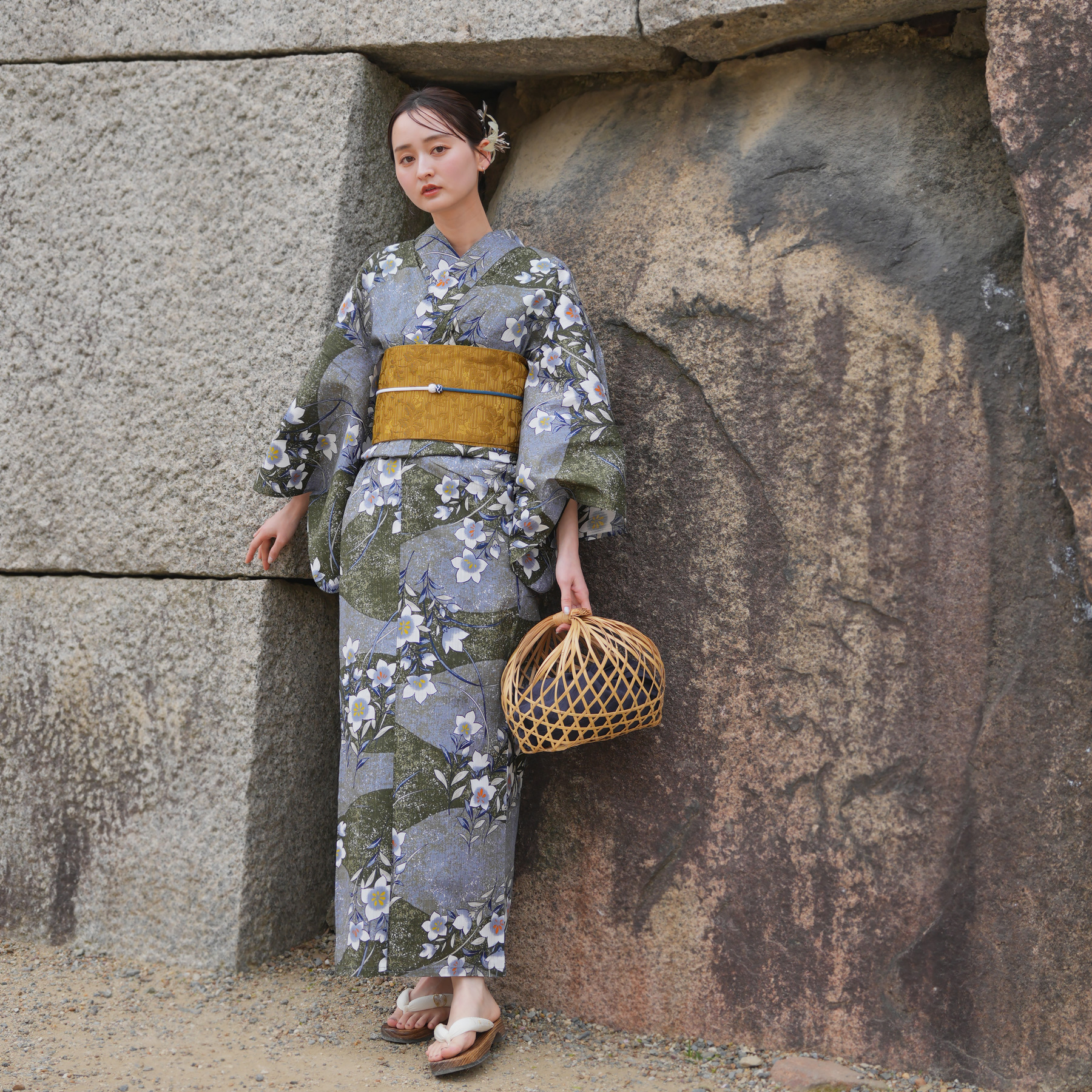 utatane 浴衣 レディース セット 高級変わり織 浴衣3点セット 深緑と薄