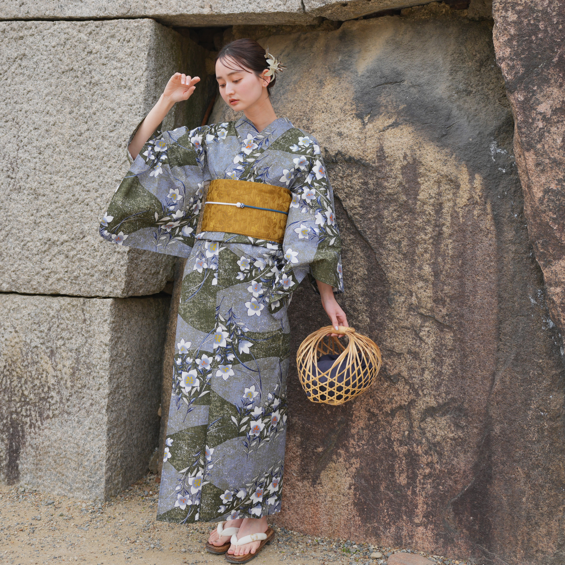 utatane 浴衣 レディース セット 高級変わり織 浴衣3点セット 深緑と薄