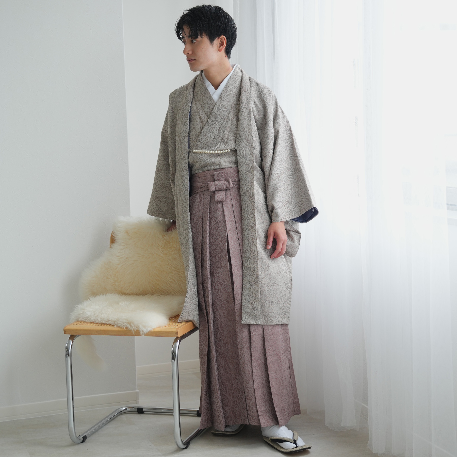 utatane 羽織袴 セット 着物 羽織 袴 角帯 羽織紐 5点セット メンズ