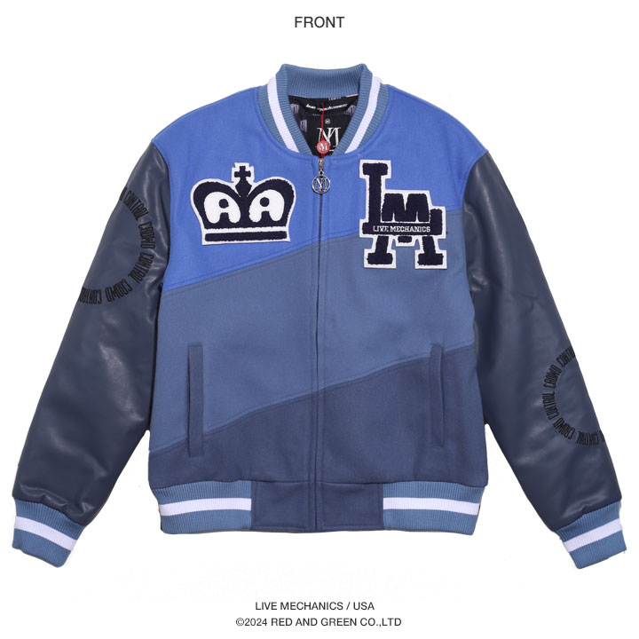 LIVE MECHANICS アウター 長袖 スタジャン ブルゾン 大きいサイズ