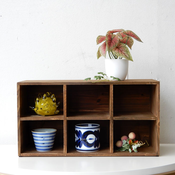 杉古材 シェルフ 6マス 棚固定 ウッド ラック 棚 小物展示 店舗什器