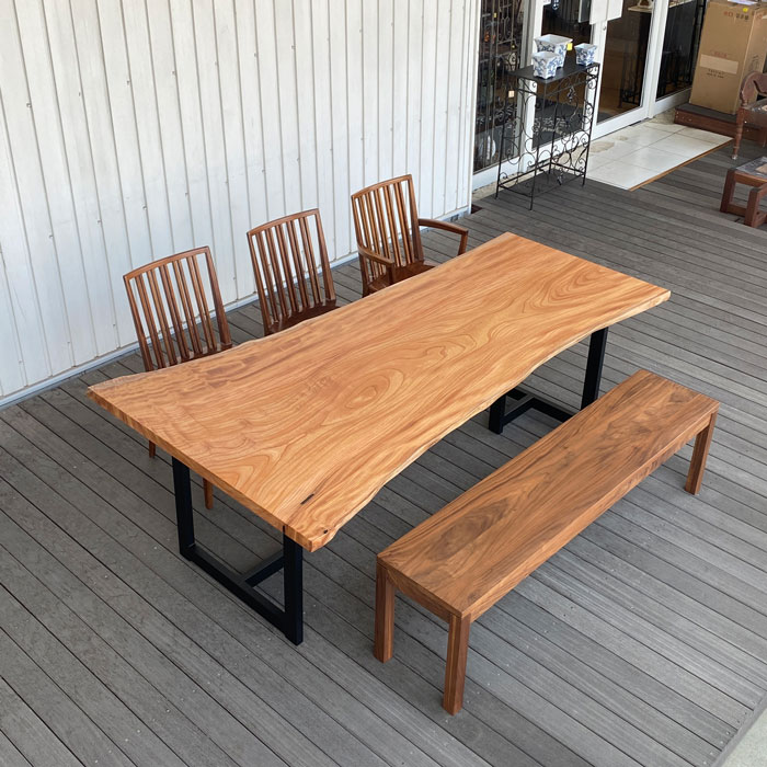 ケヤキ一枚板 ダイニングテーブル（兼用脚付）一枚板テーブル