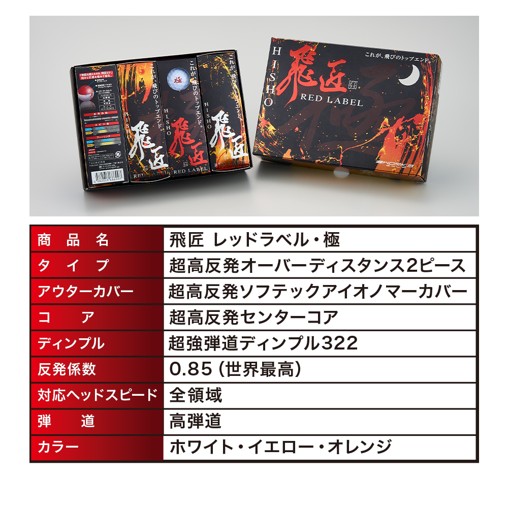 ワークスゴルフ メーカー直販 高反発 3ダースセット 飛匠レッドラベル