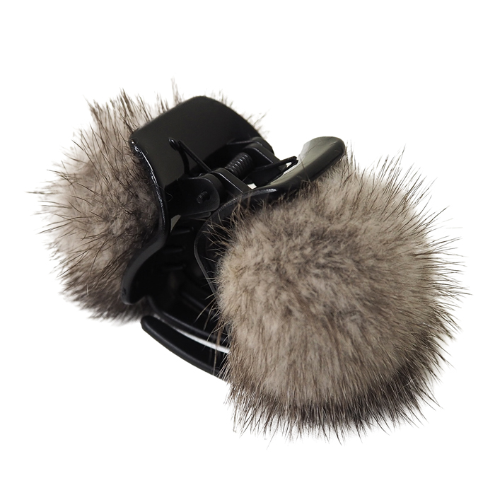 毛皮 リアルファー ミンク ボンボン ヘアクリップ バンスクリップ