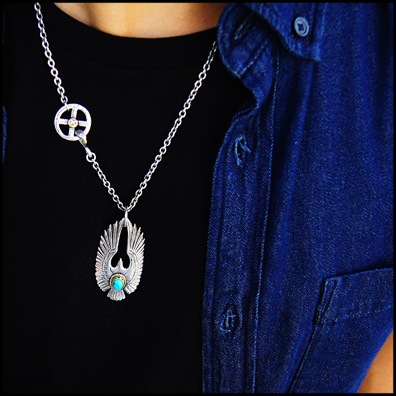 シルバーアクセサリー ペンダント ネイティブ イーグル ターコイズ