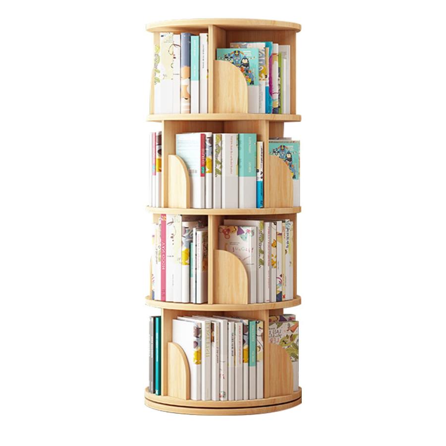 Yumcute 本棚 回転 回転式本棚 回転棚 絵本棚 回転式 ホワイト