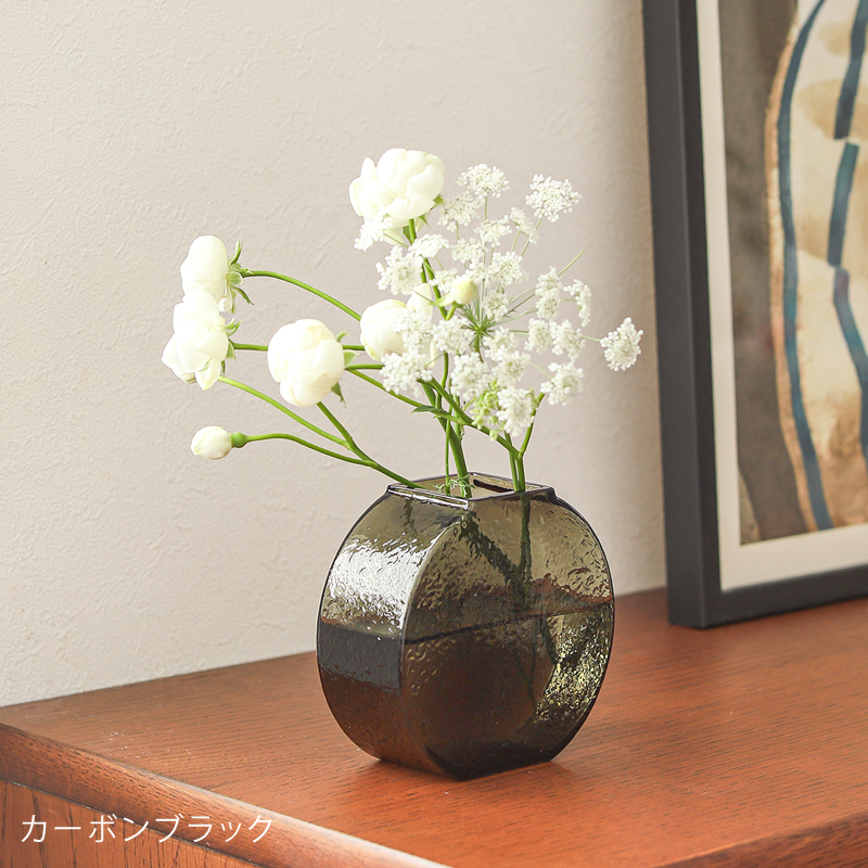 フラワーベース Sghr DENDEN デンデン ガラス 高さ9cm ワインレッド