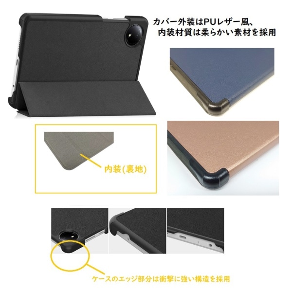 Xiaomi Redmi Pad SE 8.7用 ケース＆保護ガラスフィルム ネイビー