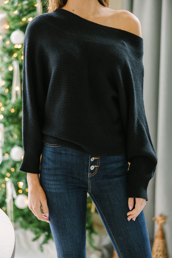 All On You Black Off Shoulder Sweater – Shop the Mint