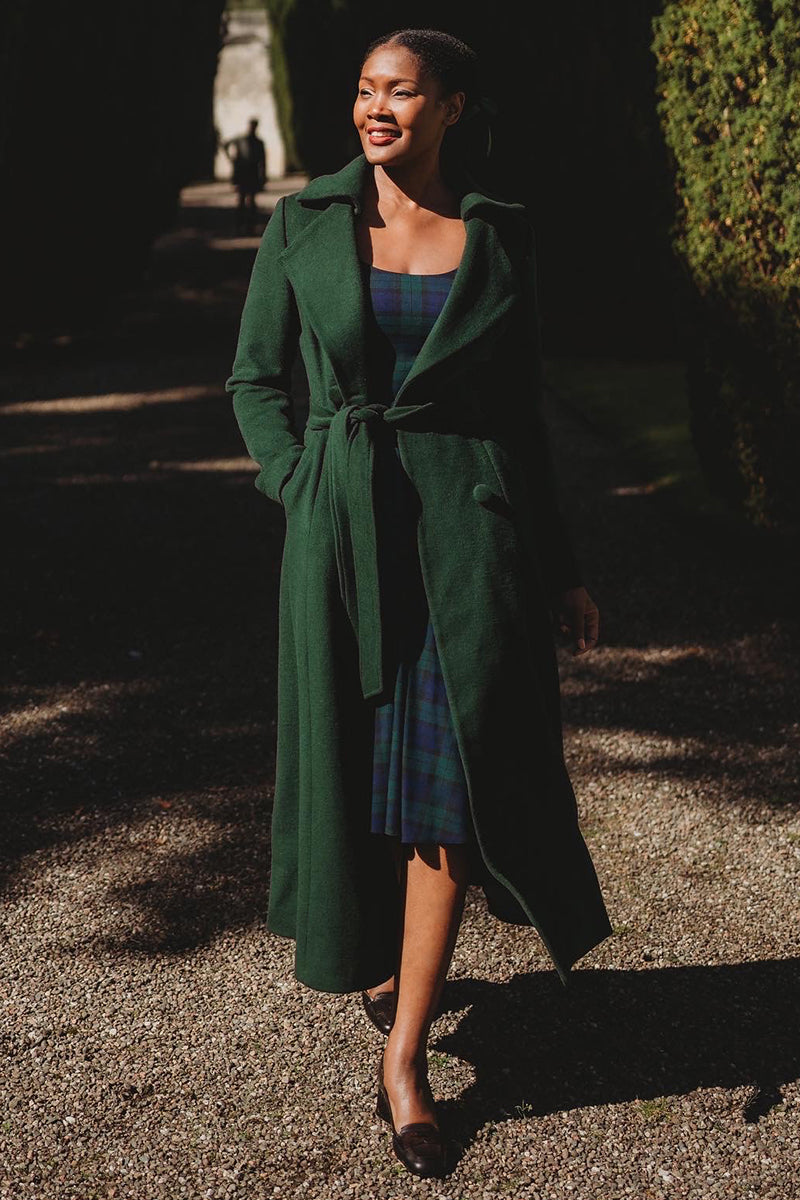 Handmade Green Wool Coat – Long Double-Breasted Winter Overcoat