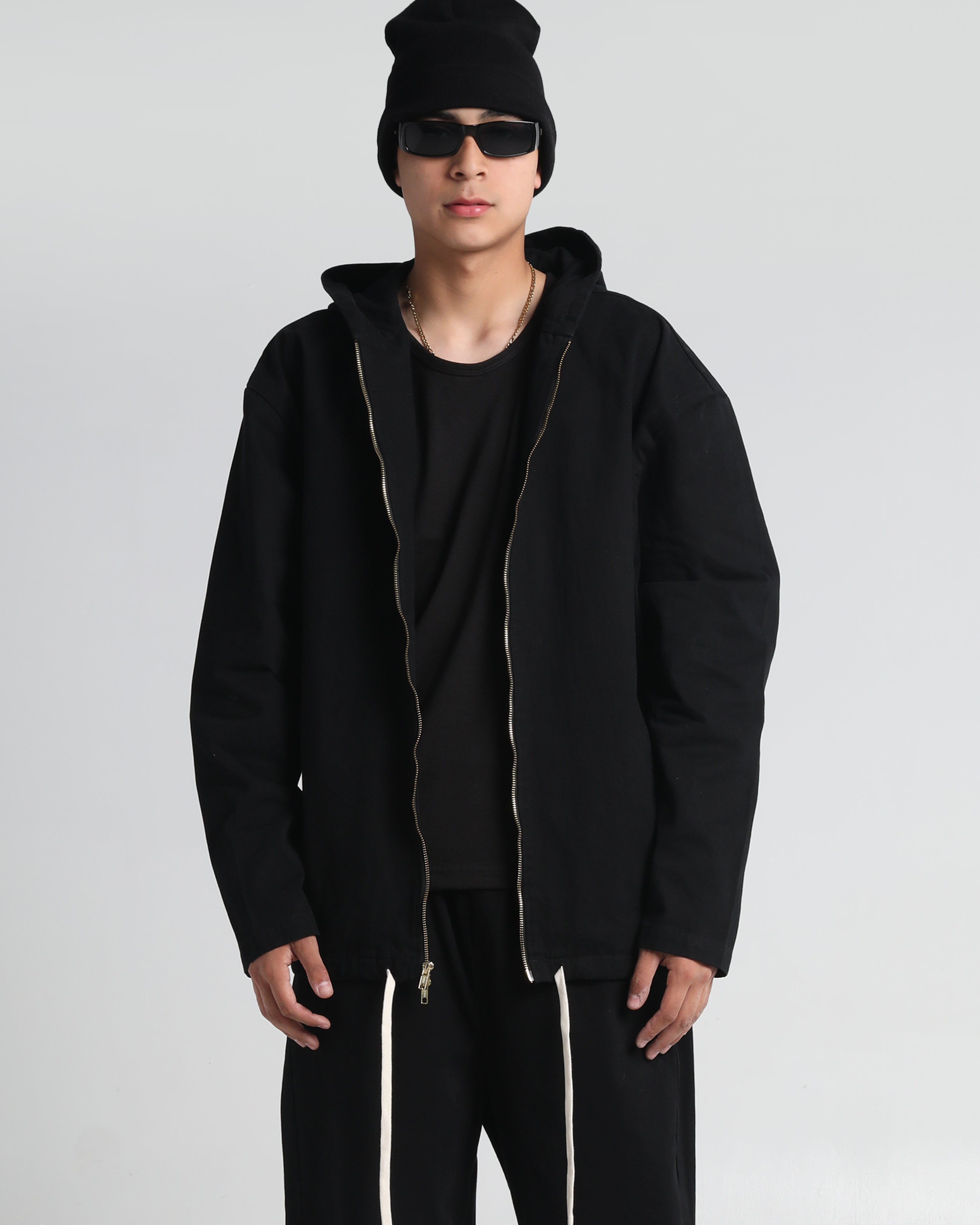 Baggy Twill Hooded Zip Up