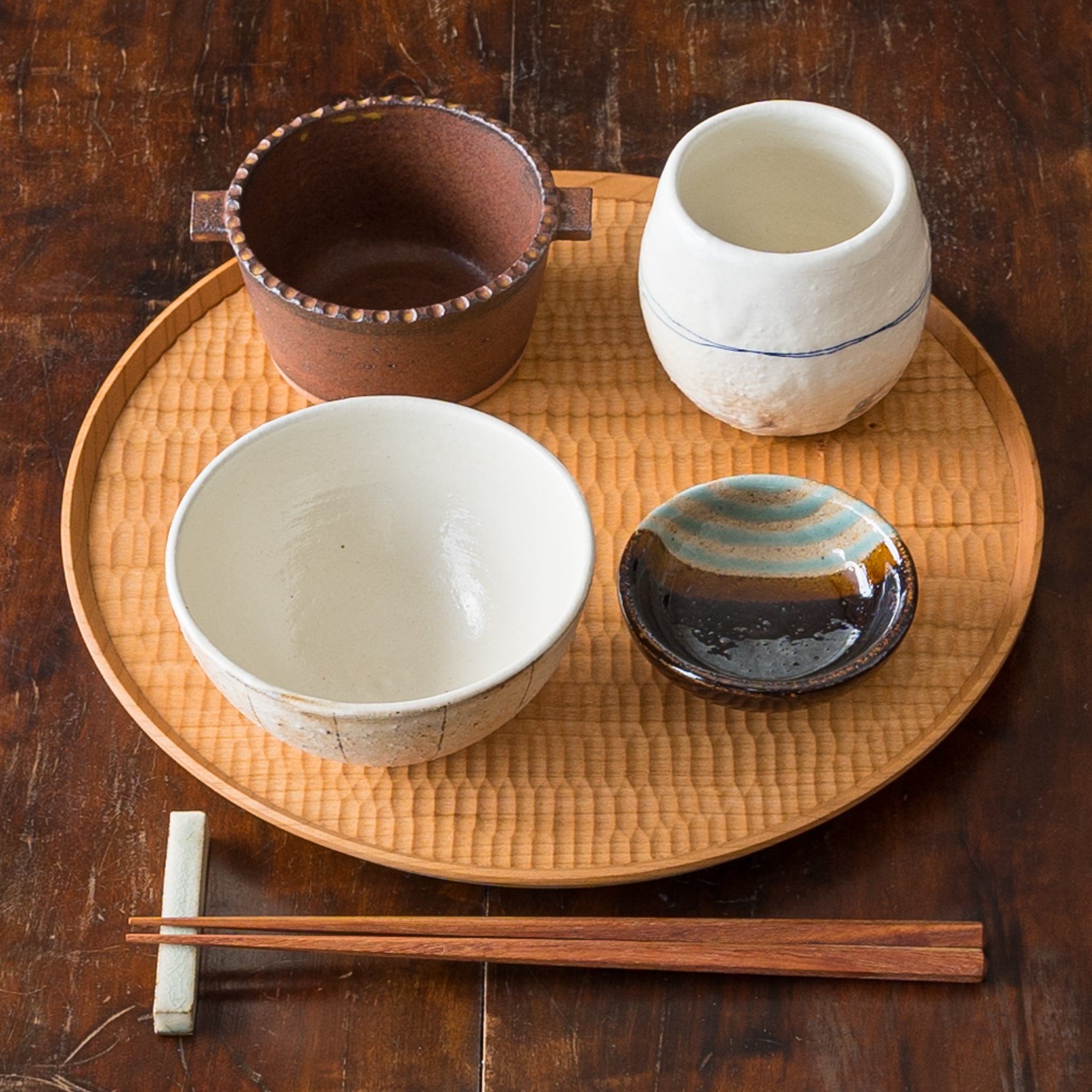 高塚和則 木工房玄 ひとり膳 丸 さくら｜作家もののうつわ通販 四季折