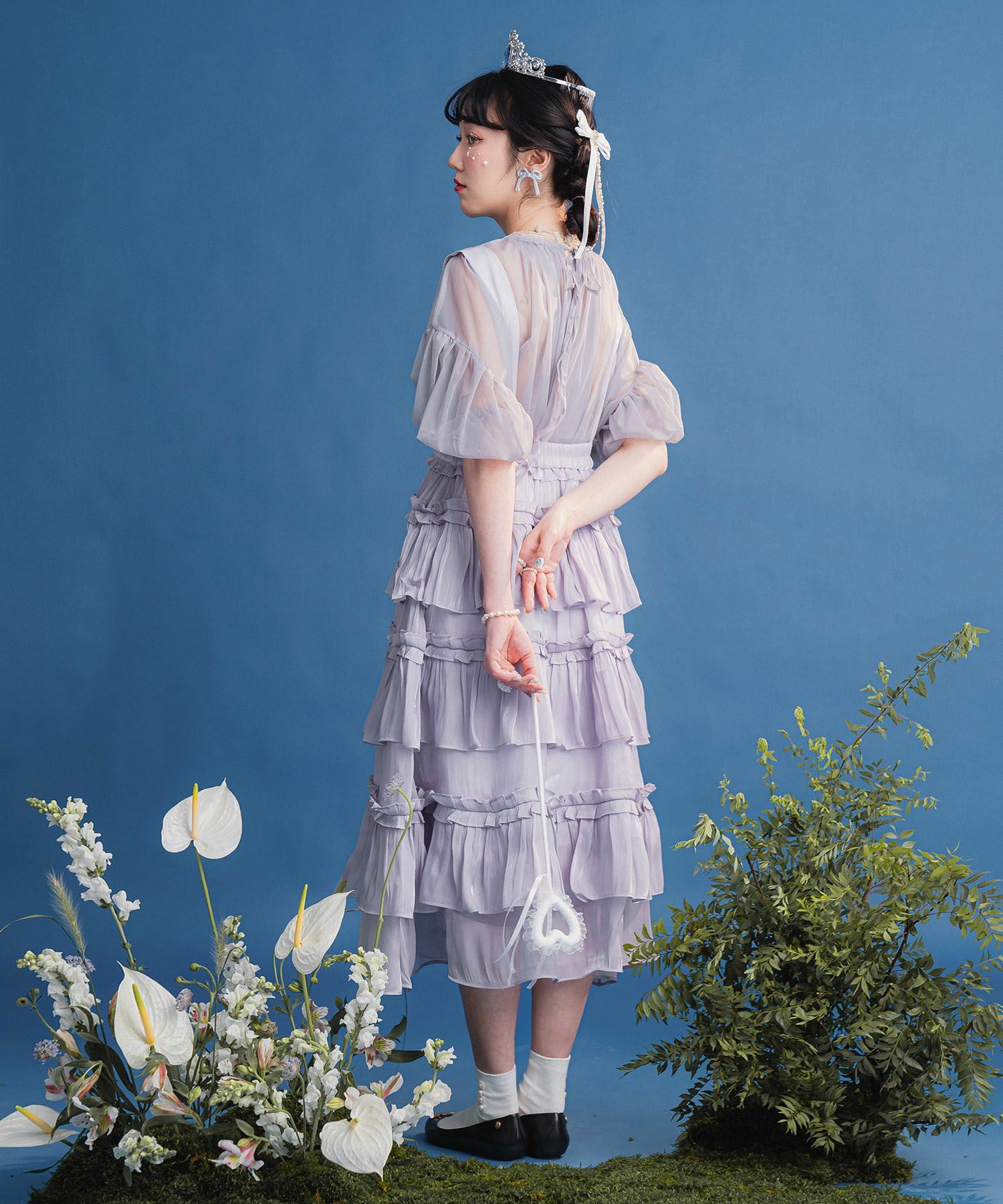 サス付き フリル スカート miolite 全2色｜mio631-0050【1】 - フレア