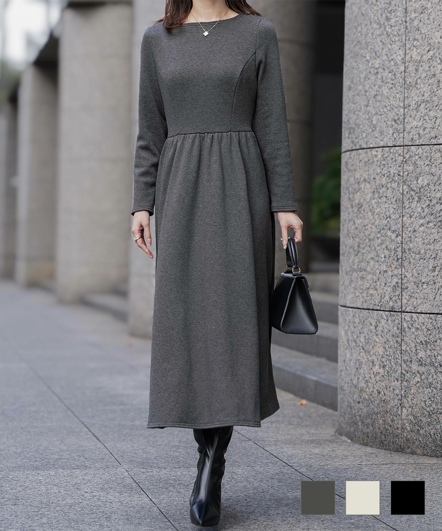 ボンバーヒート フィットアンドフレア ワンピース HUIT 全3色｜hit341