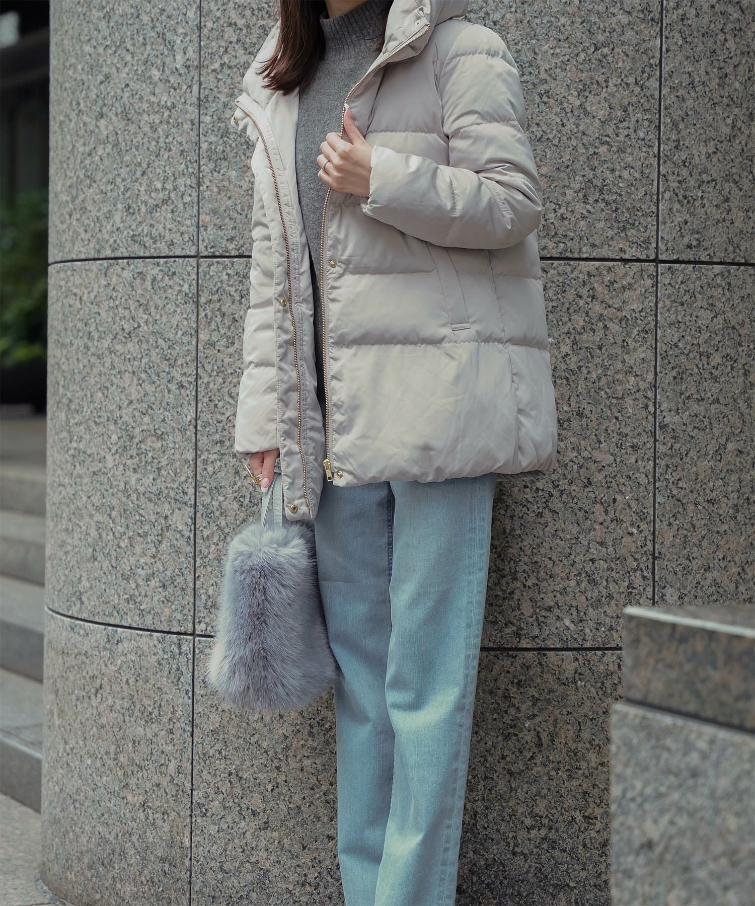 セレクト ピーチスキン ミドル丈 ダウン コート HUIT 全4色｜hit181