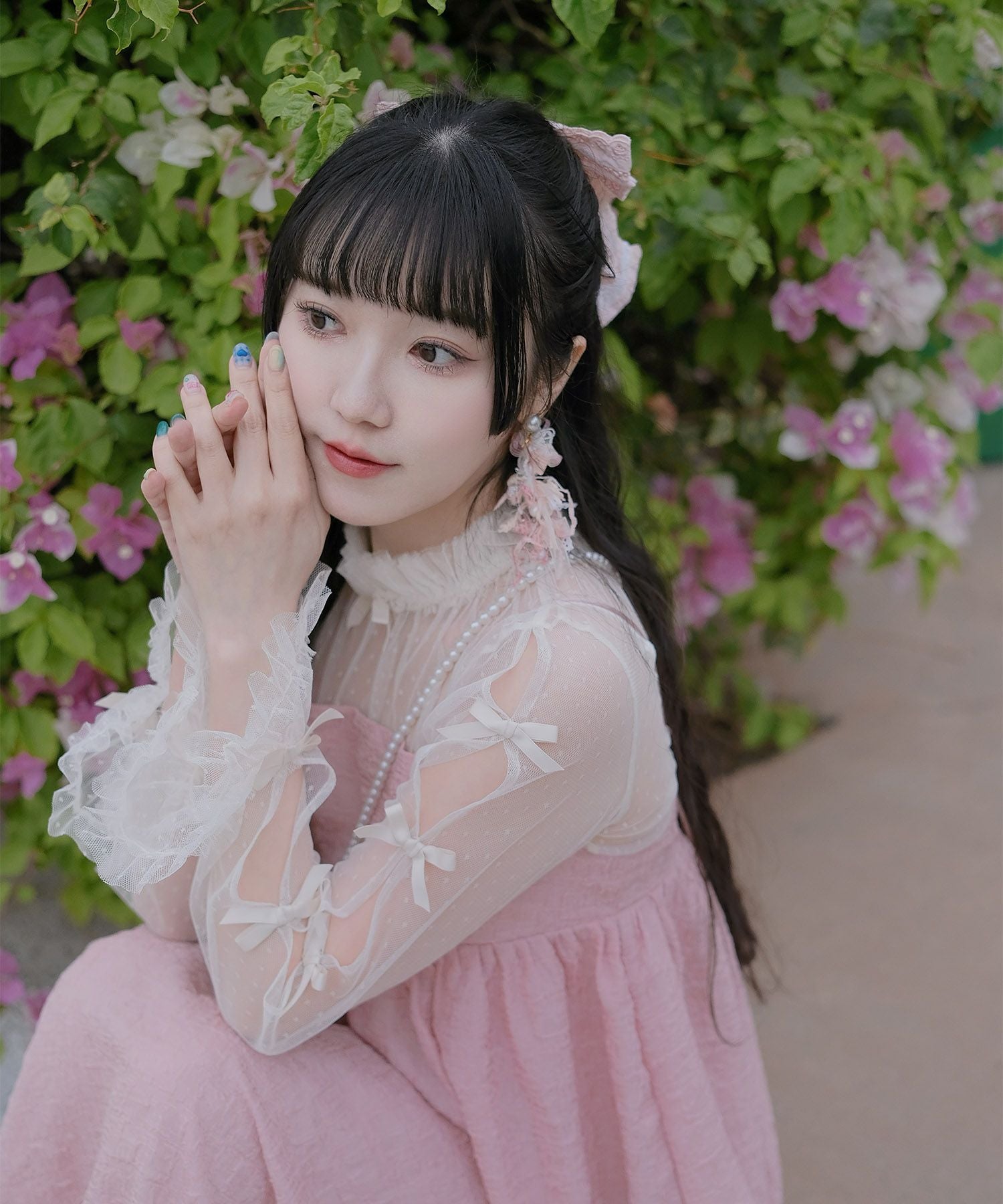 ドットチュール リボン トップス miolite 全5色｜mio511-0132【2