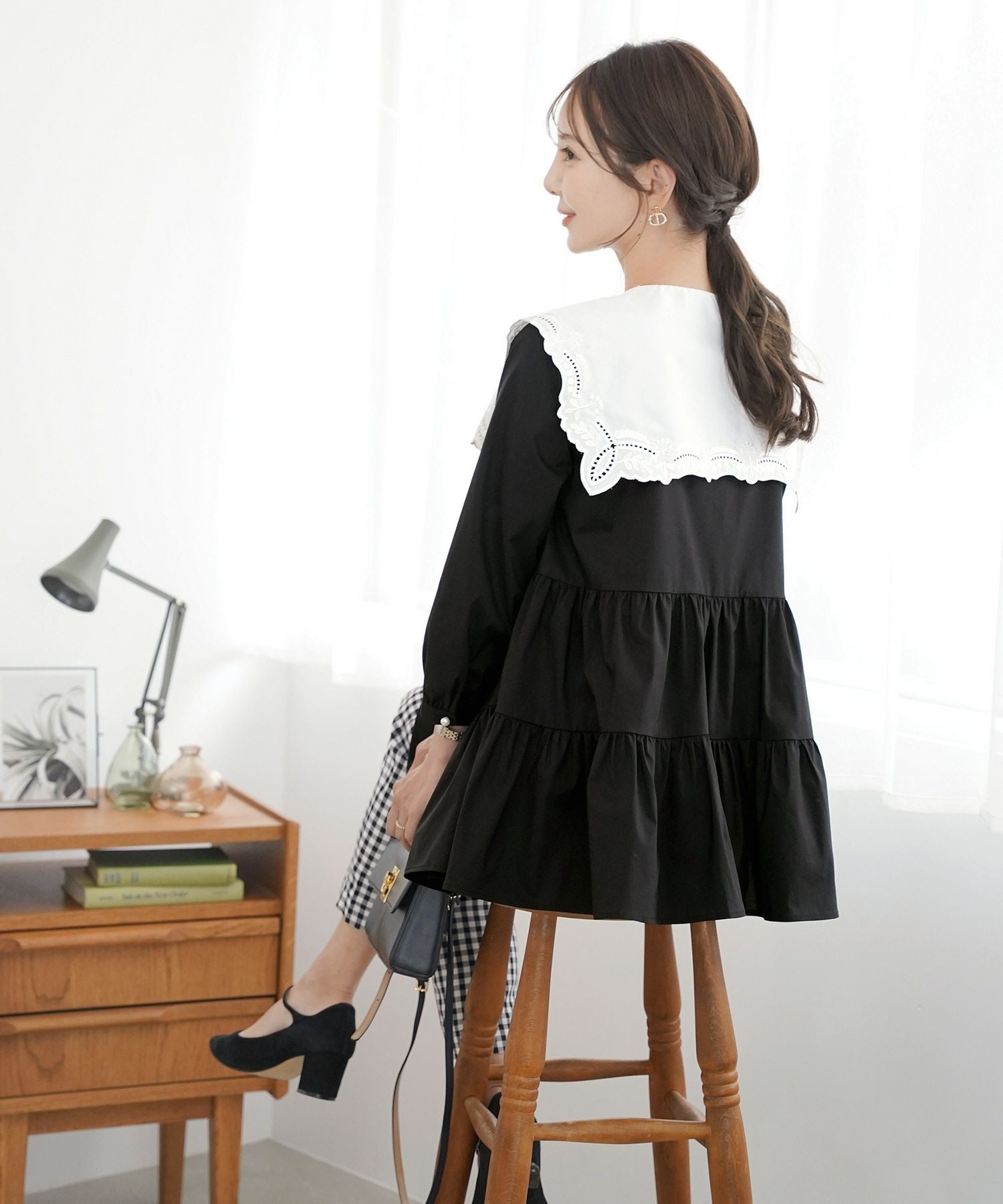 セーラー 襟 刺繍 チュニック ブラウス le reve vaniller 全6色