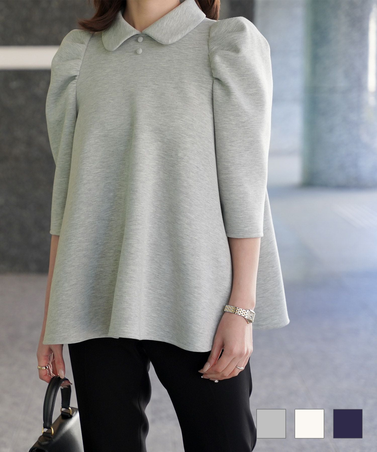 襟付き ボンディング フレア トップス HUIT 全3色｜hit811-0087【9