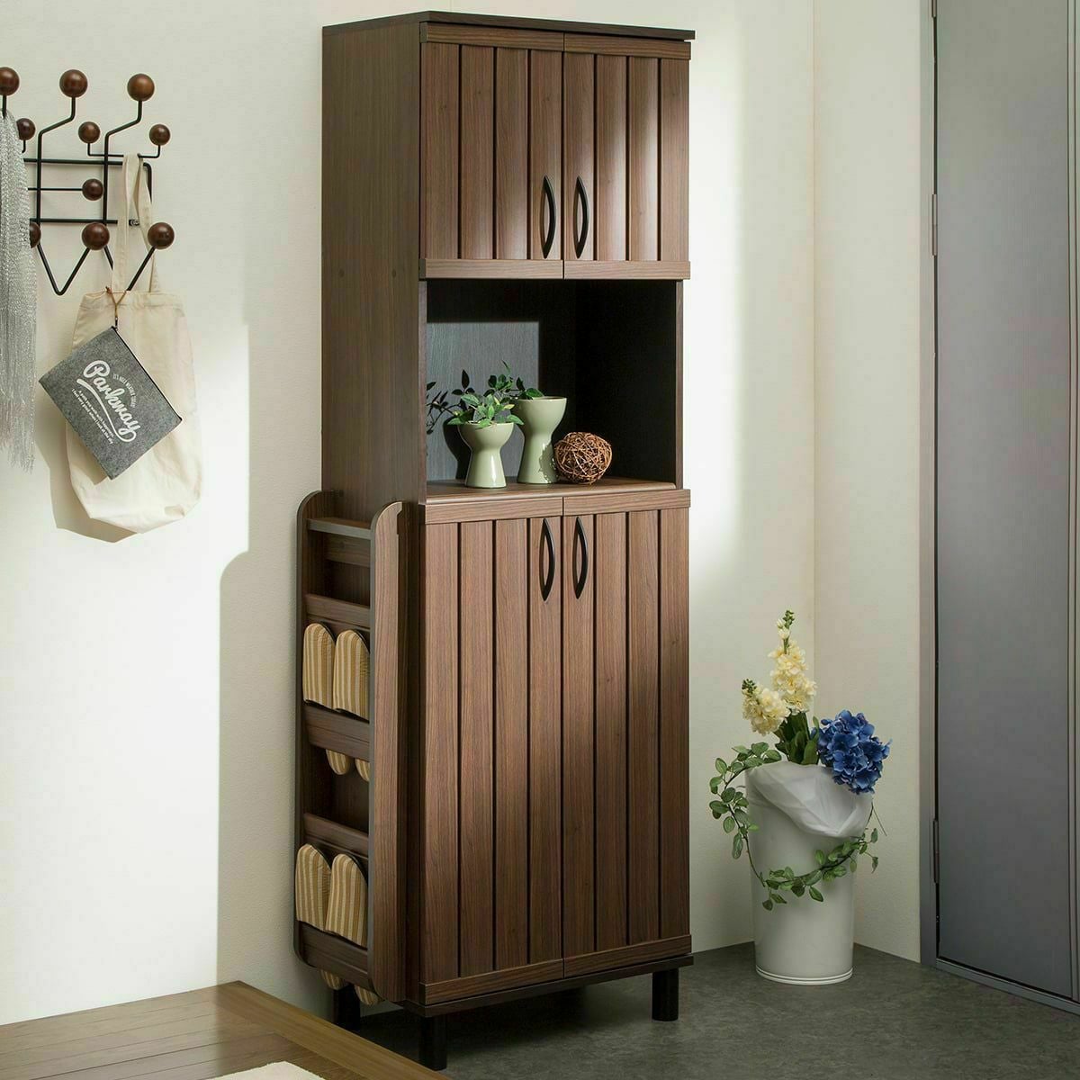 下駄箱 シューズボックス 幅60cm 高さ185cm ダークブラウン 通気性