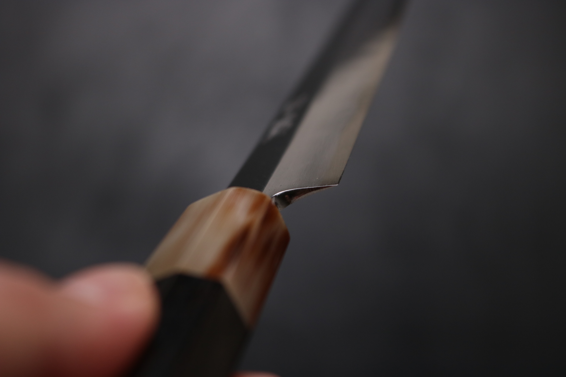 白鷺 先丸 蛸引 包丁 紋鍛錬 青二鋼 黒檀八角水牛柄 尺二