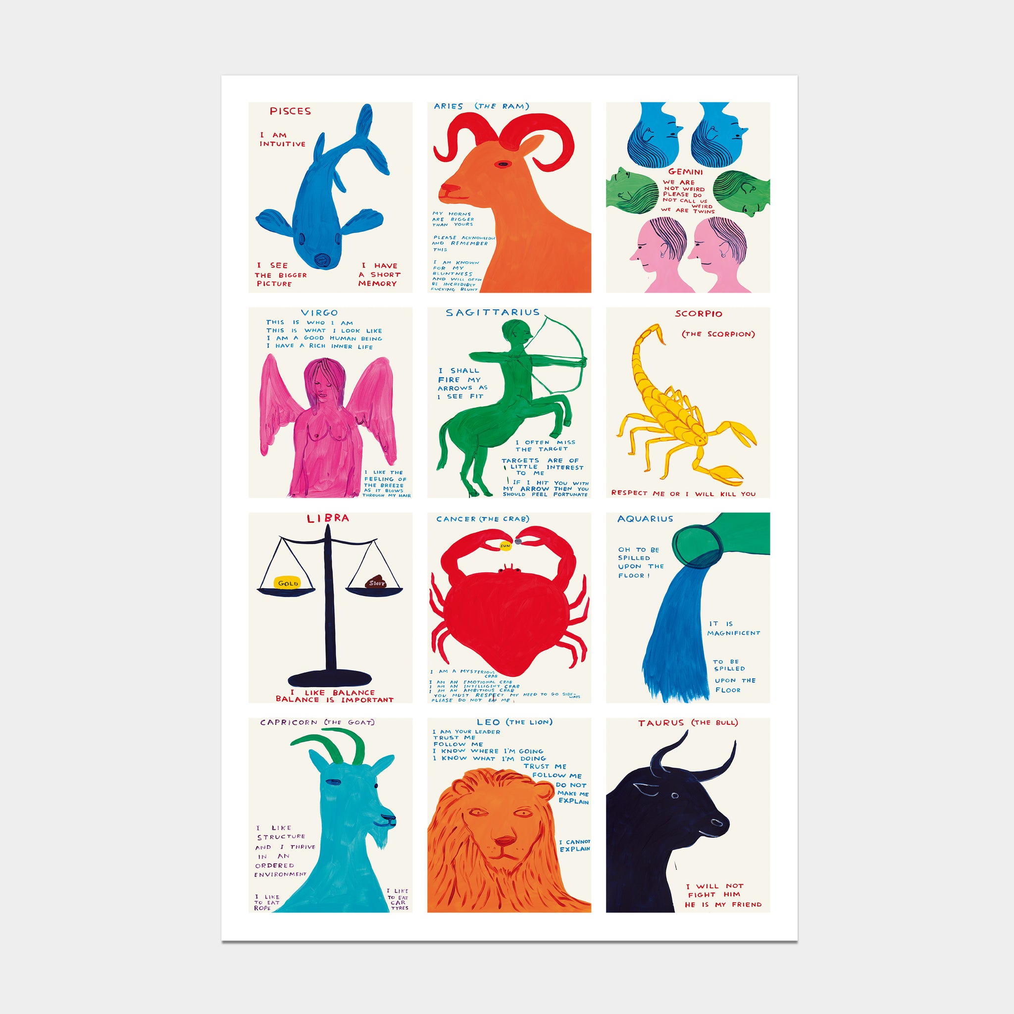 David Shrigley Posters - Signs of the Zodiac – Shrig Shop