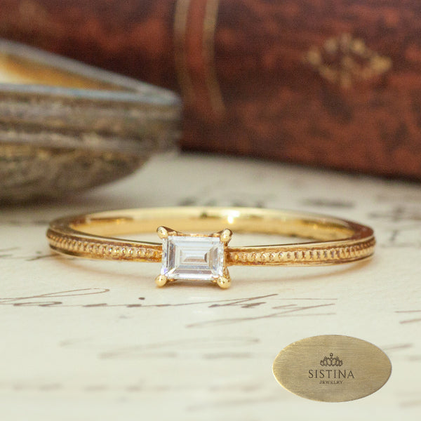 K18 バゲットカット ダイヤモンドリング 0.12ct R00116 – SISTINA JEWELRY