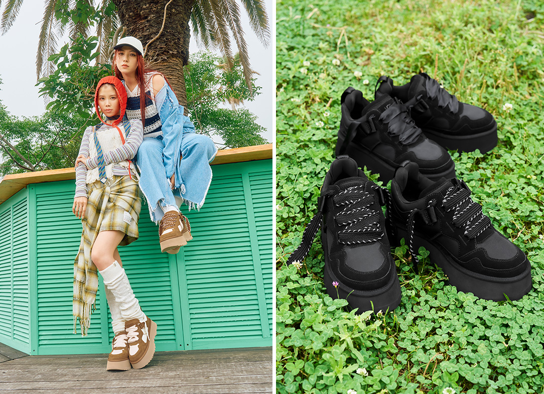 アグ」から2種のシューレースで着こなし自在！厚底スニーカーの新作が